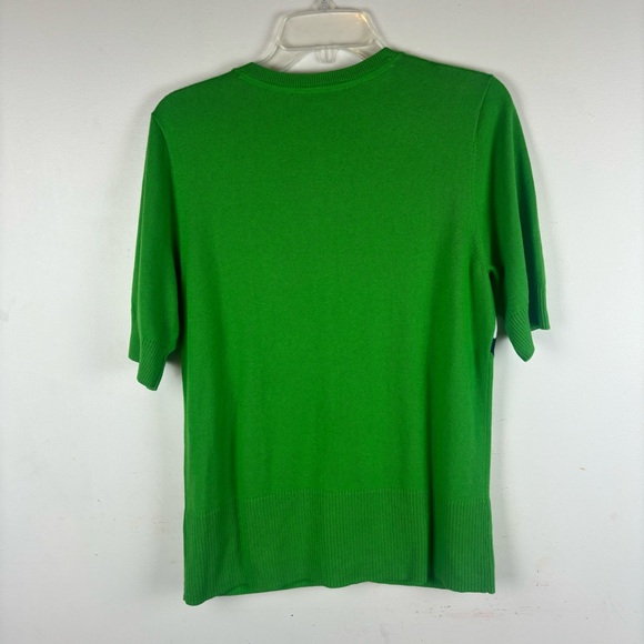 BEAUTIFUL by Lawrence Zorian green s/s cardigan w/floral design-woman’s Medium - Picture 9 of 10